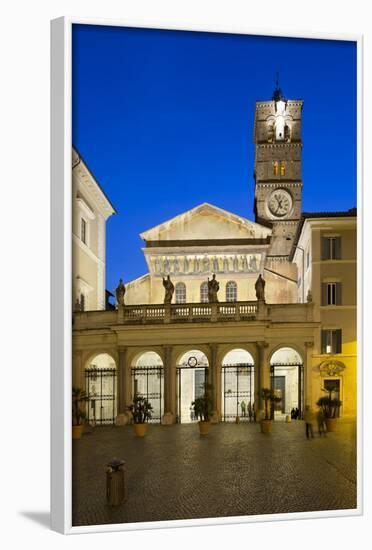 Santa Maria in Trastevere at Night, Piazza Santa Maria in Trastevere, Rome, Lazio, Italy-Stuart Black-Framed Photographic Print