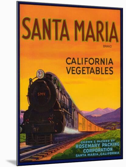 Santa Maria Vegetable Label - Santa Maria, CA-Lantern Press-Mounted Art Print