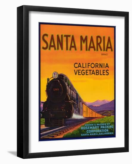 Santa Maria Vegetable Label - Santa Maria, CA-Lantern Press-Framed Art Print