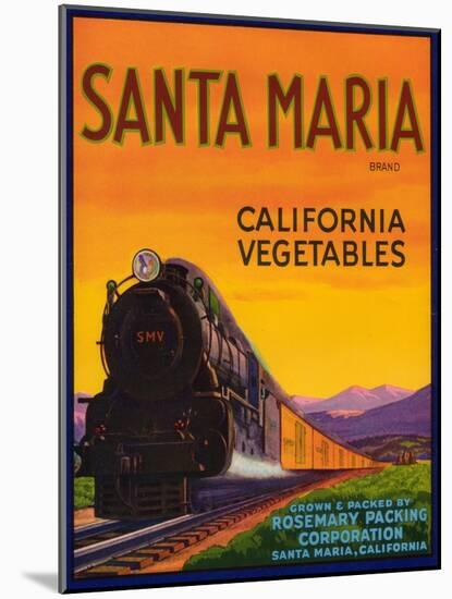 Santa Maria Vegetable Label - Santa Maria, CA-Lantern Press-Mounted Art Print