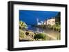 Santa Marta Lighthouse Museum and Casa Museu de Santa Maria floodlit at dawn-Stuart Black-Framed Photographic Print