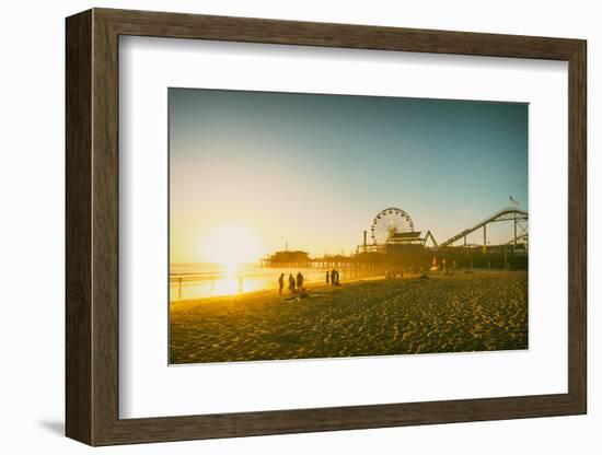 Santa Monica Beach Pier in California Usa at Sunset. Retro Colors-Stoycho Stoychev-Framed Photographic Print