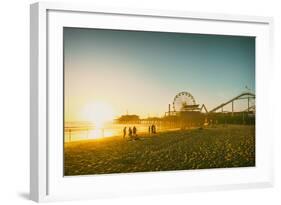 Santa Monica Beach Pier in California Usa at Sunset. Retro Colors-Stoycho Stoychev-Framed Photographic Print