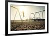 Santa Monica Beach. Silhouette of a Woman Going up with the Swing. Concept about Traveling,United S-Oneinchpunch-Framed Photographic Print