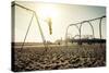 Santa Monica Beach. Silhouette of a Woman Going up with the Swing. Concept about Traveling,United S-Oneinchpunch-Stretched Canvas