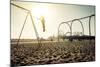 Santa Monica Beach. Silhouette of a Woman Going up with the Swing. Concept about Traveling,United S-Oneinchpunch-Mounted Photographic Print