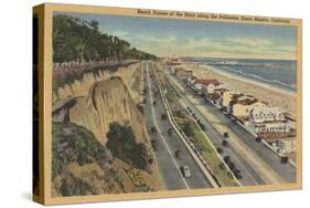 Santa Monica, CA - Beach Scene Along Palisades-Lantern Press-Stretched Canvas