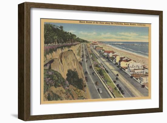 Santa Monica, CA - Beach Scene Along Palisades-Lantern Press-Framed Art Print