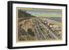 Santa Monica, CA - Beach Scene Along Palisades-Lantern Press-Framed Art Print