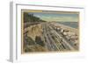 Santa Monica, CA - Beach Scene Along Palisades-Lantern Press-Framed Art Print