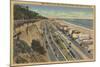 Santa Monica, CA - Beach Scene Along Palisades-Lantern Press-Mounted Art Print