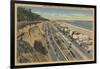 Santa Monica, CA - Beach Scene Along Palisades-Lantern Press-Framed Art Print