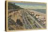 Santa Monica, CA - Beach Scene Along Palisades-Lantern Press-Stretched Canvas