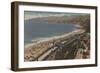 Santa Monica, CA - Los Angeles County Beach Scene-Lantern Press-Framed Art Print