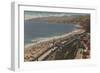 Santa Monica, CA - Los Angeles County Beach Scene-Lantern Press-Framed Art Print