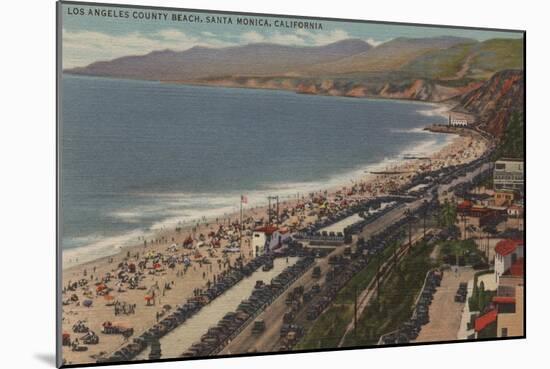 Santa Monica, CA - Los Angeles County Beach Scene-Lantern Press-Mounted Art Print