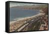 Santa Monica, CA - Los Angeles County Beach Scene-Lantern Press-Framed Stretched Canvas