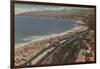 Santa Monica, CA - Los Angeles County Beach Scene-Lantern Press-Framed Art Print