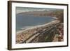 Santa Monica, CA - Los Angeles County Beach Scene-Lantern Press-Framed Art Print