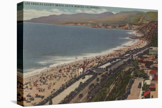Santa Monica, CA - Los Angeles County Beach Scene-Lantern Press-Stretched Canvas