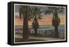Santa Monica, CA - Yacht Harbor and Sunset View-Lantern Press-Framed Stretched Canvas