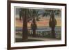 Santa Monica, CA - Yacht Harbor and Sunset View-Lantern Press-Framed Premium Giclee Print