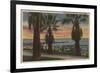 Santa Monica, CA - Yacht Harbor and Sunset View-Lantern Press-Framed Premium Giclee Print