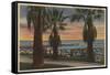 Santa Monica, CA - Yacht Harbor and Sunset View-Lantern Press-Framed Stretched Canvas