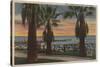 Santa Monica, CA - Yacht Harbor and Sunset View-Lantern Press-Stretched Canvas