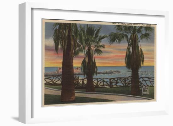 Santa Monica, CA - Yacht Harbor and Sunset View-Lantern Press-Framed Art Print