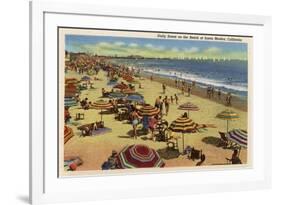 Santa Monica, California - A Daily Scene on the Beach-Lantern Press-Framed Art Print