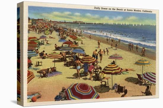 Santa Monica, California - A Daily Scene on the Beach-Lantern Press-Stretched Canvas