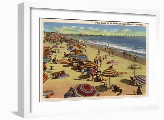 Santa Monica, California - A Daily Scene on the Beach-Lantern Press-Framed Art Print