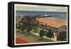 Santa Monica, California - Aerial of Pleasure Pier & Yacht Harbor-Lantern Press-Framed Stretched Canvas