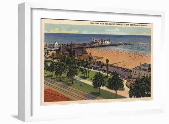 Santa Monica, California - Aerial of Pleasure Pier & Yacht Harbor-Lantern Press-Framed Art Print