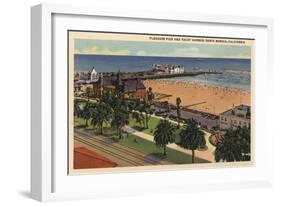 Santa Monica, California - Aerial of Pleasure Pier & Yacht Harbor-Lantern Press-Framed Art Print
