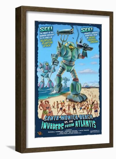 Santa Monica, California - Atlantean Invaders-Lantern Press-Framed Art Print