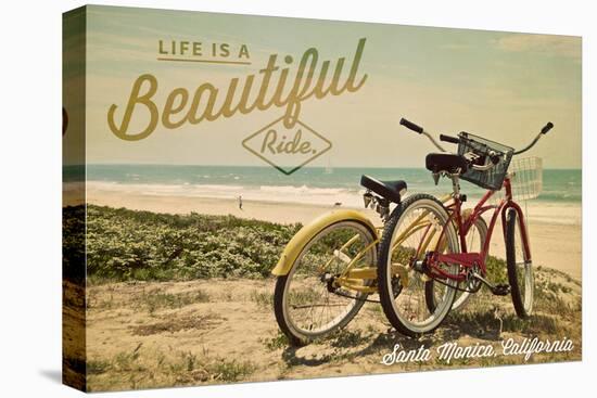 Santa Monica, California - Beach Cruiser - Senitment-Lantern Press-Stretched Canvas