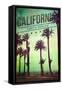 Santa Monica, California - Boardwalk and Palms-Lantern Press-Framed Stretched Canvas
