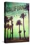 Santa Monica, California - Boardwalk and Palms-Lantern Press-Stretched Canvas