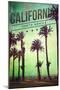 Santa Monica, California - Boardwalk and Palms-Lantern Press-Mounted Art Print
