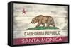 Santa Monica, California - California State Flag - Barnwood Painting-Lantern Press-Framed Stretched Canvas