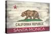 Santa Monica, California - California State Flag - Barnwood Painting-Lantern Press-Stretched Canvas
