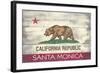 Santa Monica, California - California State Flag - Barnwood Painting-Lantern Press-Framed Art Print