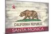 Santa Monica, California - California State Flag - Barnwood Painting-Lantern Press-Mounted Art Print