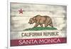 Santa Monica, California - California State Flag - Barnwood Painting-Lantern Press-Framed Art Print