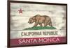 Santa Monica, California - California State Flag - Barnwood Painting-Lantern Press-Framed Art Print