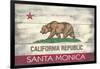 Santa Monica, California - California State Flag - Barnwood Painting-Lantern Press-Framed Art Print