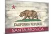 Santa Monica, California - California State Flag - Barnwood Painting-Lantern Press-Mounted Premium Giclee Print