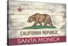 Santa Monica, California - California State Flag - Barnwood Painting-Lantern Press-Stretched Canvas